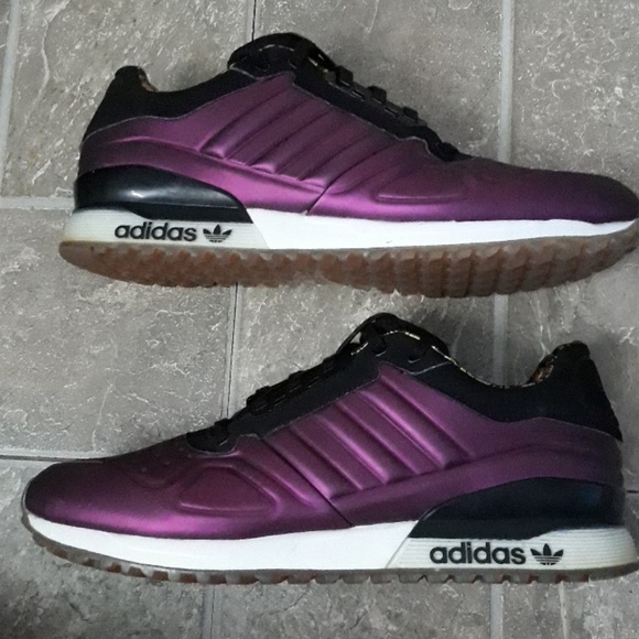 purple and gold adidas shoes